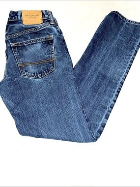 Men’s ABERCROMBIE & FITCH Straight Indigo Blue Denim Jeans Sz 29/30 Patch